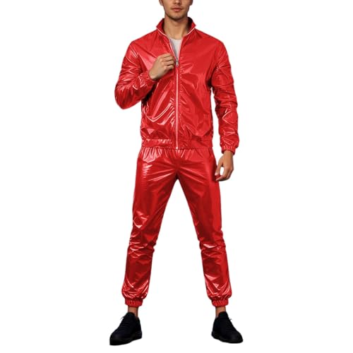 Costume Homme Rouge XXXL Ensemble de Soirée Formelle Ajustée pour Scène