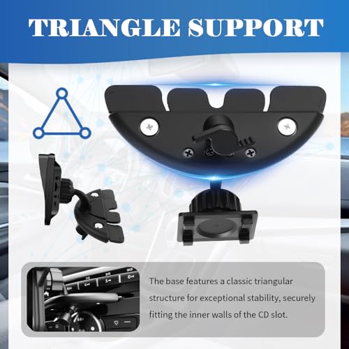 Image of CD Slot Mount for CarPlay Screen 360 Rotatable,CarPlay Screen Mount with Triangle Stabilizing Support,Universal CD Mounts for CarPlays Screens /Dashcam /GPS Car Accessories
