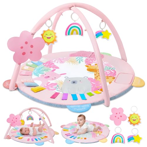 Image of Baby Play Gym Mat Tummy Time Mat, Washable Baby Activity Play Mat for Sensory, Visual, Hearing, Touch Development, Baby Toys Shower Gift for Newborn Essentials