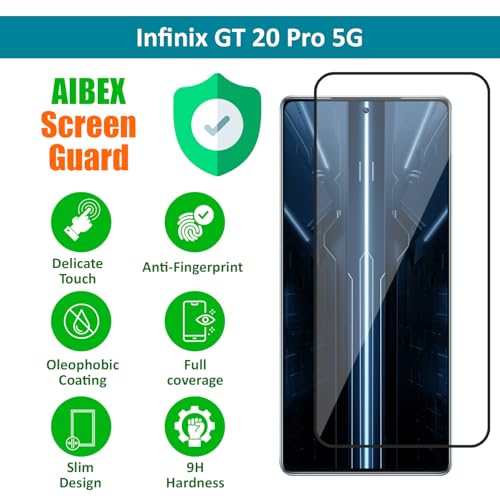 Image of AIBEX Military-Grade Tempered Glass Screen Protector Compatible for Infinix GT 20 Pro 5G with Edge-to-Edge Coverage Scratch Resistant | Case Friendly and Easy Installation Kit