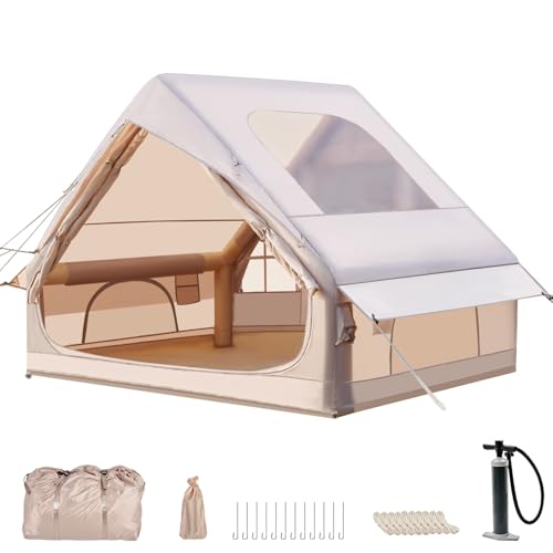 Tenda da campeggio gonfiabile con pompa, 300 x 210 x 200 cm, tenda gonfiabile con apertura camino e...