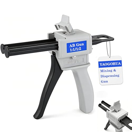 50ml Dual Cartridge Dispensing Gun 1:1/1:2 Ratio Manual Epoxy Mixing Dispensing AB Gun Compatible with 3M Adhesive 04747 cartridges for Epoxy Resin Sealant