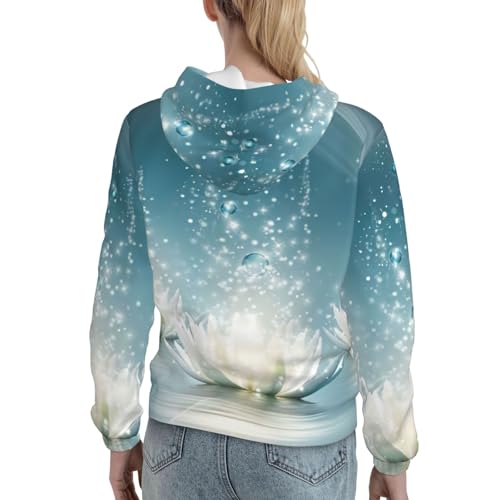 Sweat à capuche fleurs de lotus blanc femme pull ajusté polyvalent - 4