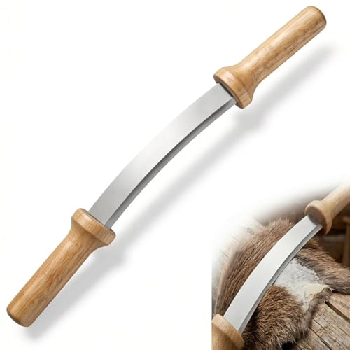 8 Fleshing Knife for Hides - Hide Scraper Fleshing Tool for Scraping Hides Skinning Fleshing Knife Fur Tanning Tool for Deer Beaver Fox Mink Coyote Pelts Dual Handle Stainless Steel Blade