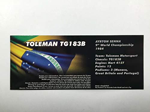 OPO 10 Car 1/43 F1 TOLEMAN TG183B Ayrton Senna miniatura 3