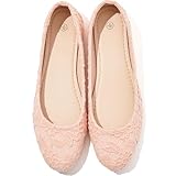 Dress Shoes for Women Round Toe Flats Shoes Lace Ballet Flats Dressy Comfortable Foldable Flats Low Heel(Pink.us8)