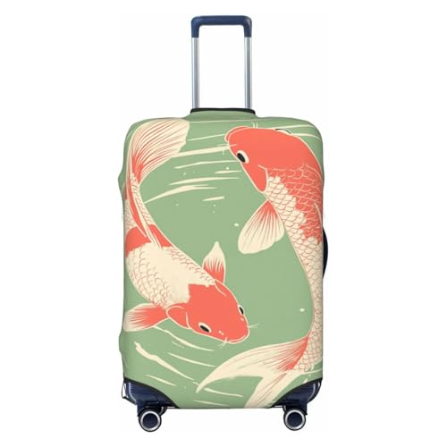 Vintage Two Fish Swimming In The Water Elastic Travel Luggage Covers Dustproof Scratch-Resistant Suitcase Protector Fit 22-24 Inch