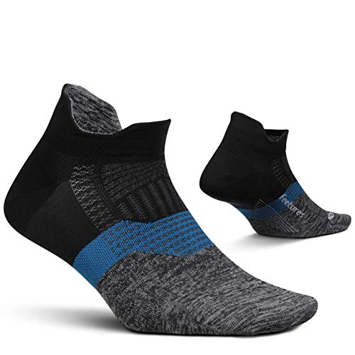 Feetures Elite Light Cushion No Show Tab Sock Stripe (Small, Iron Ore)