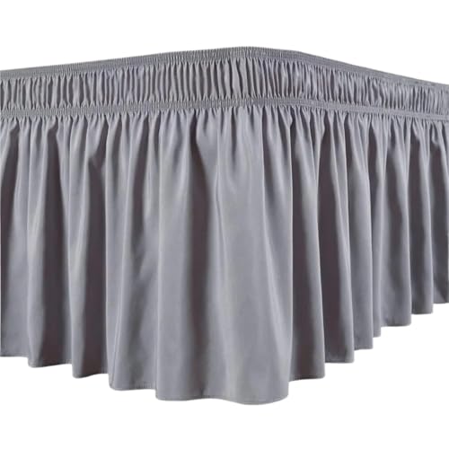 ZNJAMN FaldóN De Cama Falda de Cama con Volantes, Sedosa y Envolvente, con elástico, Resistente a la decoloración. para Cama(Grey,L)