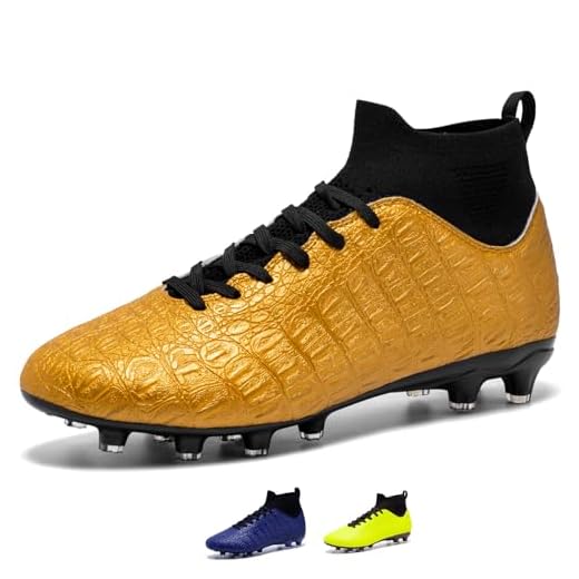 Jugafu Soccer Cleats Mens Football Cleats Boys,Gold,Size 10 Men/Women 11.5