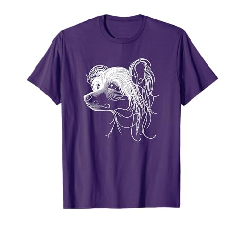 Line Art Chinese Crested Dog Crestie T-Shirt