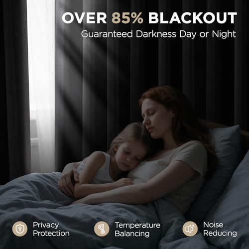 Joydeco Blackout Curtains for Bedroom 84 Inch - Black Out Curtains with Grommets Thermal Insulated Room Darkening Light Blocking, Noise Reducing & Wrinkle-Free Drapes for Living Room Windows, 2 Panels - Image 5