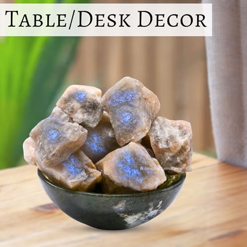 Image of Amazing Gemstone Sun Moonstone Raw Crystals and Healing Stones, Natural Rocks for Tumbling and DIY Raw Stones and Crystals (2 Pieces)