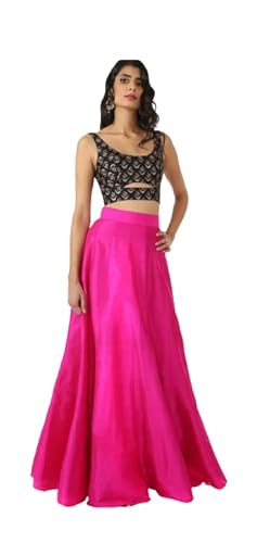 Radhika Creation Silk Fabric Long Kali Pattern Skirt (Flair 6 Meter Round)