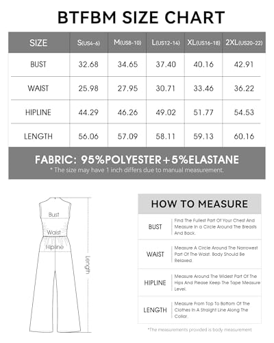 BTFBM One Piece Jumpsuits For Women Dressy Casual Summer Outfits Sleeveless Mock Neck Wide Leg Pants Rompers With Pocket - Image 7