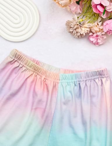 Kids Pajamas for Girls Pajama Sets 3-Piece Short Sleeve Girls Button Down Pjs Set Shorts Pants Sleepwear Loungewear3