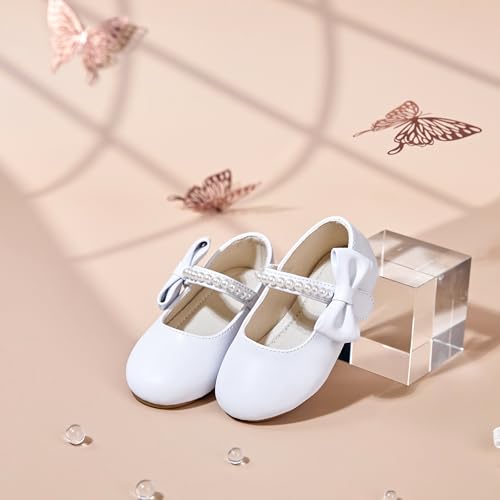 Image of PHIRAMIN Toddler Flower Girl Glitter Dress Shoes Little Girl Ballet Flats Bow Wedding Party