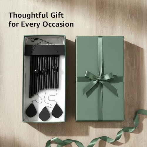 Image of Amazon Basics Premium Aluminium Wind Chimes for Home, Balcony & Garden |Soothing Melodic Sound | Decorative Hanging Gift | Color: Black | Material: Aluminum | Size: 62L x 20 W x 5.5H cms