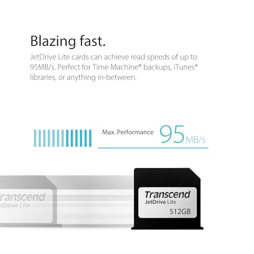 Image of Transcend 512GB JetDrive Lite 130 Expansion Card for MacBook Air and MacBook Pro, RAW Images, 4K Videos, RecoveRx, Supprot - Late 2010, to 2017 - TS512GJDL130