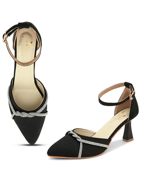 Women's Fashion Sandals | Faux Leather Attractive and Stylish Block Heel | or Wedding Occasion Heel Height 3inch| For Women & Girls