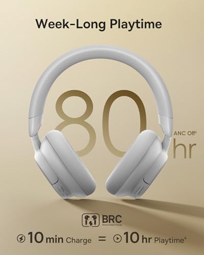 Image of Baseus Bowie MH1 Adaptive Active Noise Cancelling Headphones, Real-Time Adaptive Hybrid ANC, SuperBass 2.0, LDAC Hi-Res Sound, 80H Playtime, Comfortable Fit, Clear Calls, Bluetooth 6.0 -Frosted Gray