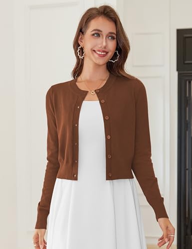 Image of LETDIOSTO Cropped Cardigan Bolero Shrug for Women, Button Down Long Sleeve Knit Sweater for Dresses,for Jeans, XS to XL