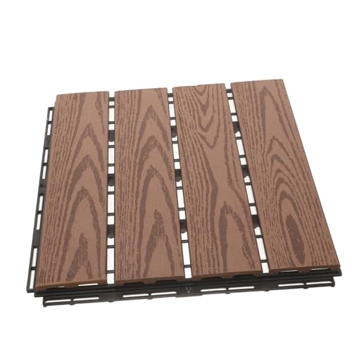 ANDRESLAD Balcony Floor Tiles Outdoor Embossed Plastic Decking Tiles Interlocking Structure Water-resistant and Slip for Patio Deck Garden Decor