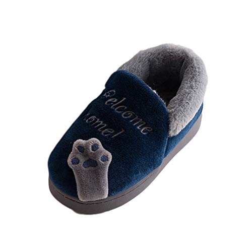 Niños Niñas Pantuflas Invierno Cálido Zapatillas De Estar Casa Cartoon Gato Azul Oscuro 23 EU