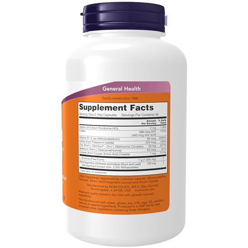 now foods supplements thyroid energy iodine and tyrosine plus selenium zinc and copper 180 veg capsules