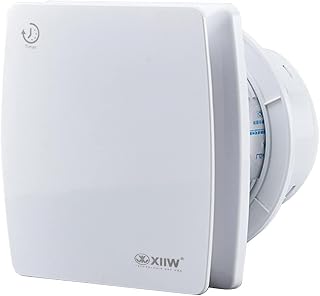 XIIW Badlüfter Ø100mm Weiß Abluftventilator mit Nachlauf und Rückstauklappe 95m³/h, 12 Watt / 34dB / spritzwasserfest Wandventilator für Bad,WC und Küche