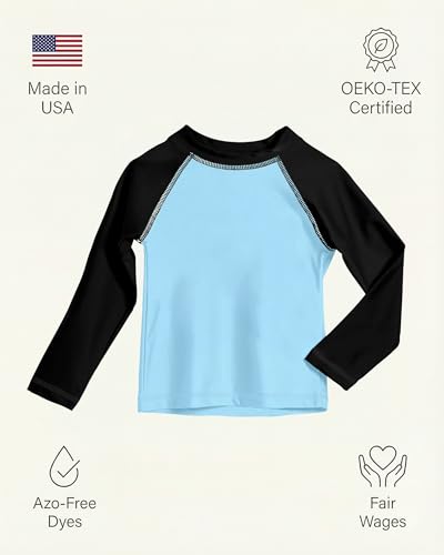 Image of City Threads Rash Guard for Boys SPF 50+ Made in USA, Long Sleeve Swim Shirt with Sun Protection, Toddler, and Youth Sizes
