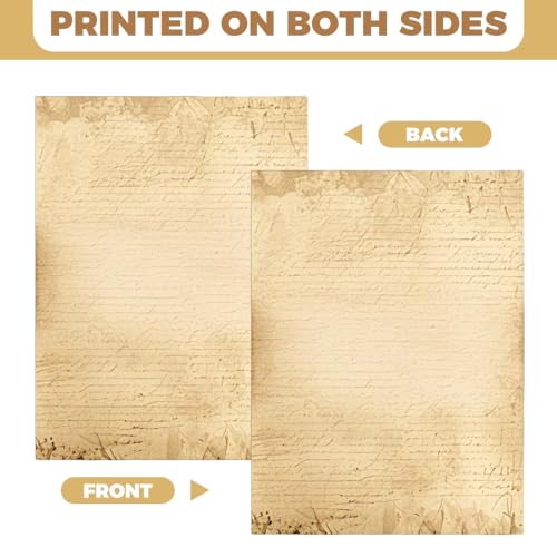 Image of Vintage Paper Sheets 50 Pack, 8.26 x 11 in Handmade Style Writing Paper for Letters, Art Projects, Invitations, Resumes, Crafts, Stationery, Home or Office Printing, Calligraphy Supplies