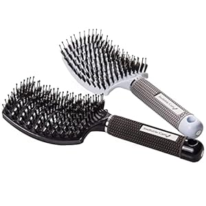 Boar Bristle Hair Brush set – Curved and Vented for Wet and Dry Detangling Hair Brush for Women Long, Thick, Thin, Curly & Tangled Hair Vent Brush – Stocking Stuffers Gift kit