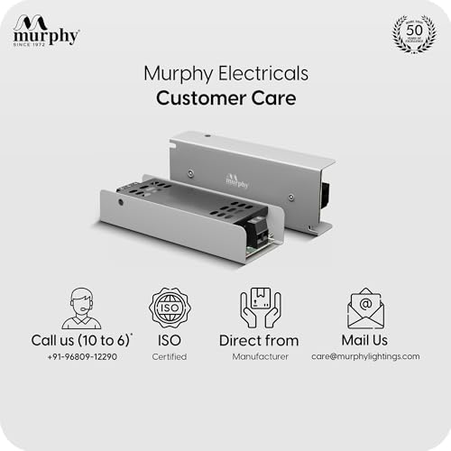 Image of Murphy 3A 12V DC LED Driver (SMPS) | Constant Voltage Power Supply for Indoor LED Strip Lights | Aluminium Body | BIS Approved | Pack of 1 (1-Year Warranty)
