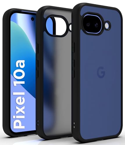 Image of RIGGEAR Shockproof Sleek Hybrid Armor Back Cover Case for Google Pixel 10a (Smoke Black Matte PC + Black TPU Bumper)