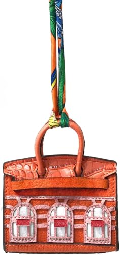 HOHOPEACH Cute Keychains for Women Car Accessories Preppy Stuff Purse Charms for Handbags Vegan Leather Bag Charms (orange,One Size)