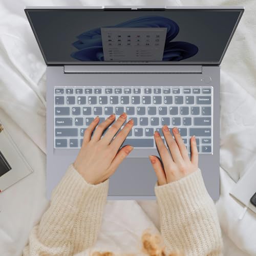 Image of Saco Laptop Keyboard Cover Silicone Protector Skin Compatible for 2025-2023 Lenovo ThinkBook 14 G6 G7 G8 G9 14-inch Laptop, ThinkBook 14 Gen 6 /7 /8 /9 Keyboard Protector Skin- Clear