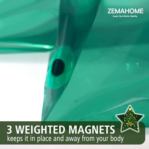 Image of ZEMAHOME Green Holographic 3D EVA Shower Curtain Liner Glitter Star, 72x72 Premium Light Weight Plastic Bathroom Shower Curtain with Rustproof Metal Grommets for Shower Stall, Bathtubs(No Hooks)