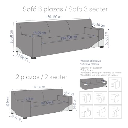 Housse de canapé extensible Eysa pour rénover vos salons 3 et 2 places bleu