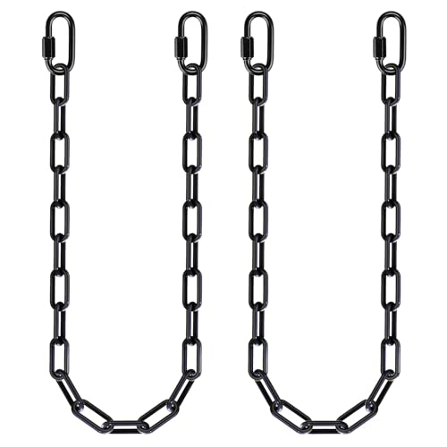 2Pcs 45" Black Heavy Duty Hanging Chains with 4 Carabiners
