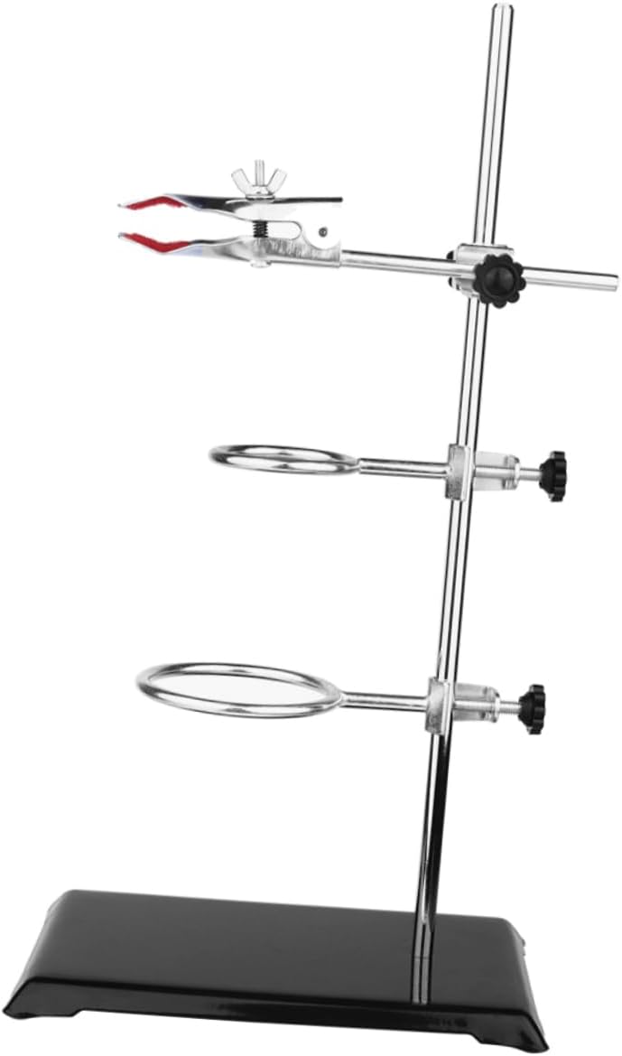 PRETYZOOM Laboratory Metal Rack Adjustable Clamps 4-Piece Lab Stand Set for Chemistry Experiments Test Tube Holder and Funnel Support for Laboratory Use