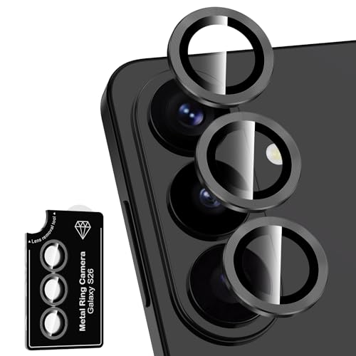 Avocase for Samsung Galaxy S26 Camera Lens Protector Individual Metal Ring Tempered Glass Lens Cover [Strong Adsorption] Scratch Resistant Ultra-Thin HD Clear Lens Cover 1 Set-Black