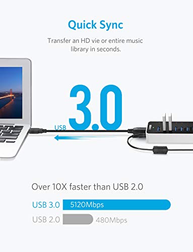 Upgraded-Version-Anker-USB-30-SuperSpeed-10-Port-Hub-Including-a-BC-12-Charging-Port-with-60W-12V-5A-Power-Adapter-VIA-VL812-B2-Chipset-and-Updated-Firmware-9081-AH231