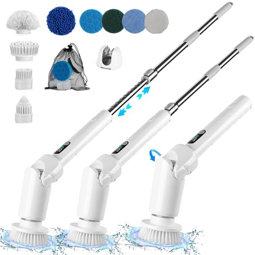 GUPAY Electric Spin Scrubber with 9 Brush Heads, 2 Speeds, LCD Display