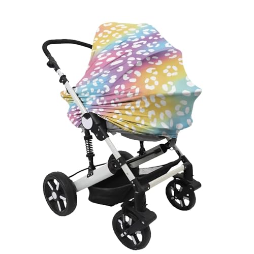 Image of Forchrinse Colourful Leopard Print Car Seat Cover Stretchy Breastfeeding Nursing Cover Soft Multi Use Cover for Shopping Cart /High Chair /Stroller