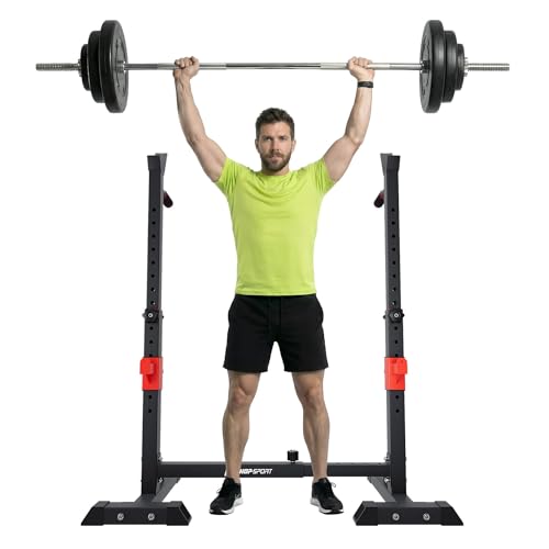 Hop-Sport Adjustable Dumbbell and Barbell Rack HS-1004L – Heavy-Duty Squat Rack with Height-Adjustable Stands for Bench Press, Strength Training, and Home Gym – Max Load 250 kg