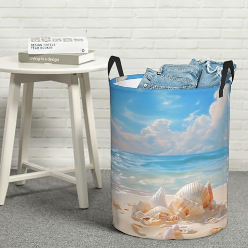 Panier à linge imperméable grand format autonome et pliable motif mer - 2