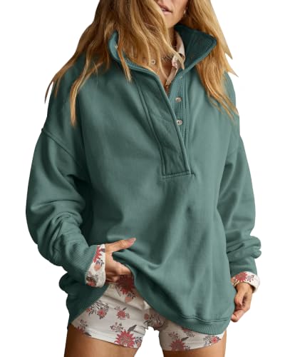 Image of Gacaky Sweatshirt for Women Oversized Casual Long Sleeve Button Henley Neck Pullover Tops Fashion Outfits Clothes