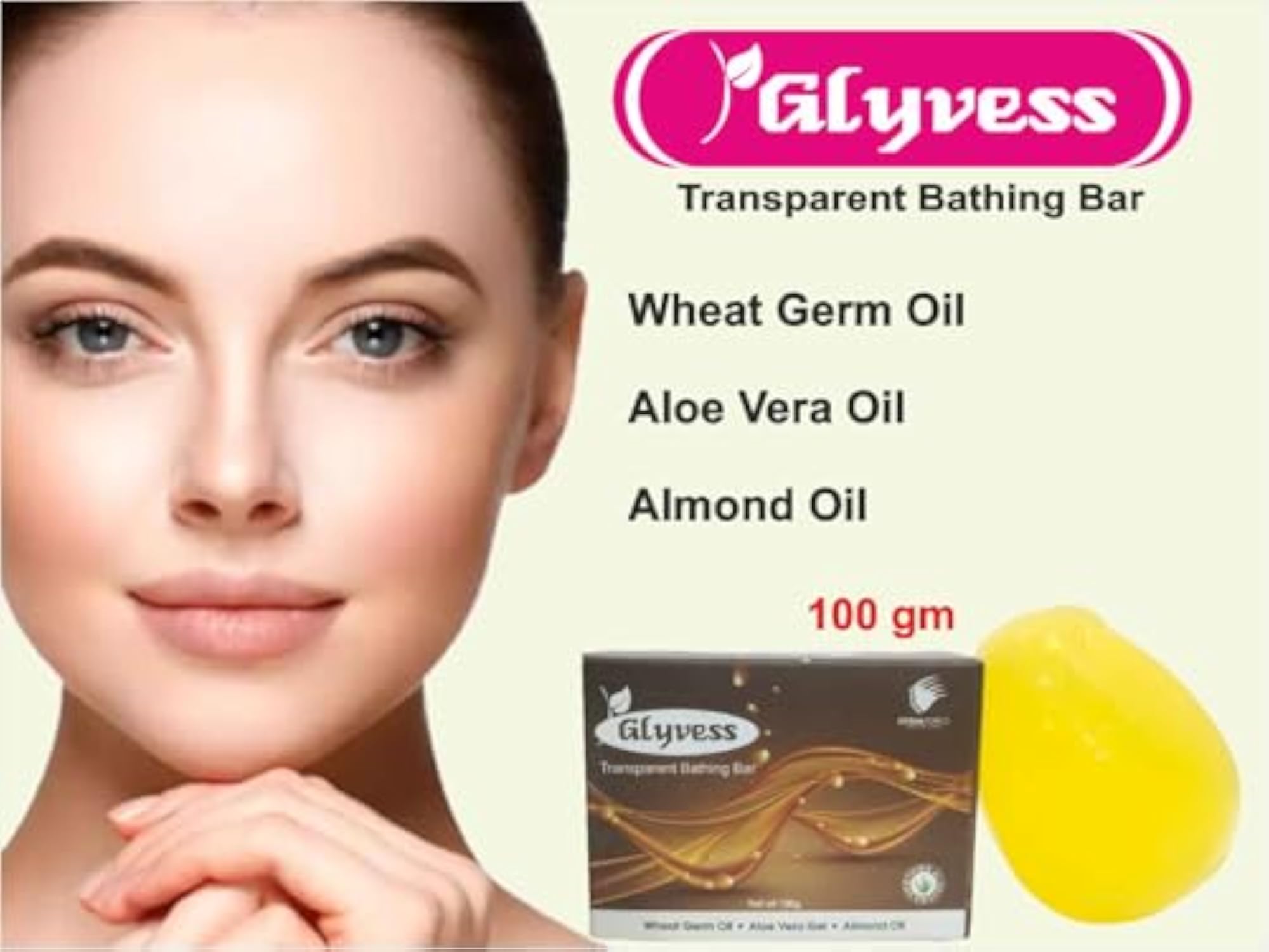 Transparent Bathing Bar with Wheat Germ Oil & Aloe Vera, 100g