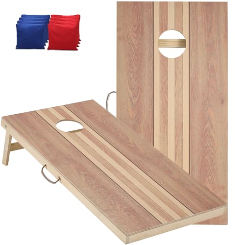 Image of Sportdo 4x2 ft Solid Wood Cornhole Set with 8 Bean Bags, Regulation Size Cornhole Board Set for Adults, Cornhole Game Set for Tailgate Backyard Toss Games Indoor&Outdoor Activities